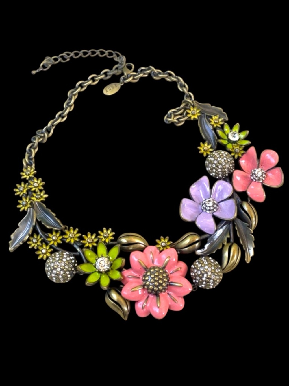 Joan Rivers Limited Edition Enchanted Garden Flower Necklace Gold Tone 22” #1434